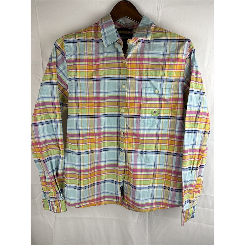 Rough Stock Button Up Size M Long Sleeve Plaid Shirt Womens